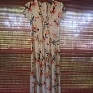 White and floral maxi dress